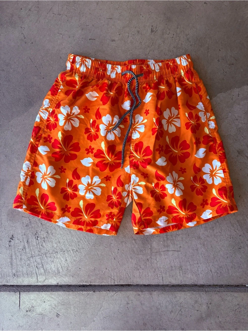 Orange Pattern Swim Trunks Shorts Men’s Small